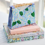 Bamboo Handle Clutch in Blue Hydrangea