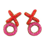 XO Earrings in Pink/Red Colorblock