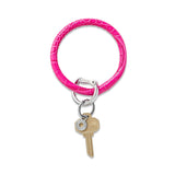 Leather Big O® Key Ring - Pink Topaz Croc-Embossed