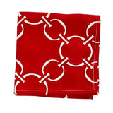 linked-up scarlet red printed cloth cocktail napkins