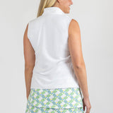 Britt Top Sleeveless - White/Let's Play Pickle