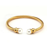 Gold Twist Pearl Cuff Bracelet