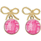 Pink Chinoiserie Earrings, Many Styles, Silver or Gold