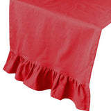 scarlet red solid ruffle cloth table runners