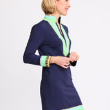 Tassley Navy Sport Tunic Dress with Mint & Lime