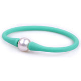 Silicone Beach Bracelet with Freshwater Pearl - Mint