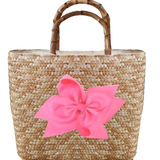 Sankaty Straw Tote with Interchangeable Bow - Pink