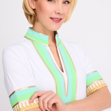 Tassley White Sport Tunic with Mint & Lime