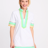 Tassley White Sport Tunic with Mint & Lime