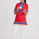 Tassley Red Sport Tunic with Royal & Navy
