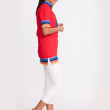 Tassley Red Sport Tunic with Royal & Navy