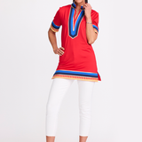 Tassley Red Sport Tunic with Royal & Navy