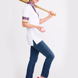 Tassley White Sport Tunic with Navy & Red