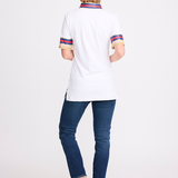 Tassley White Sport Tunic with Navy & Red