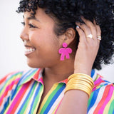 The Berkeley Bow Earring in Hot Pink